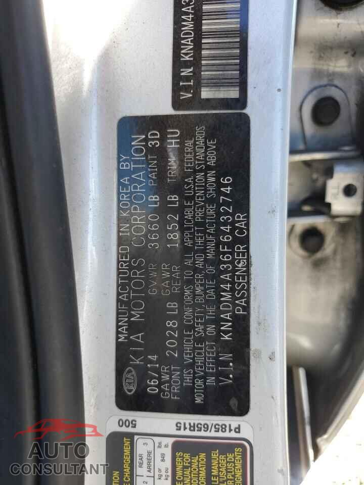 KIA RIO 2015 - KNADM4A36F6432746