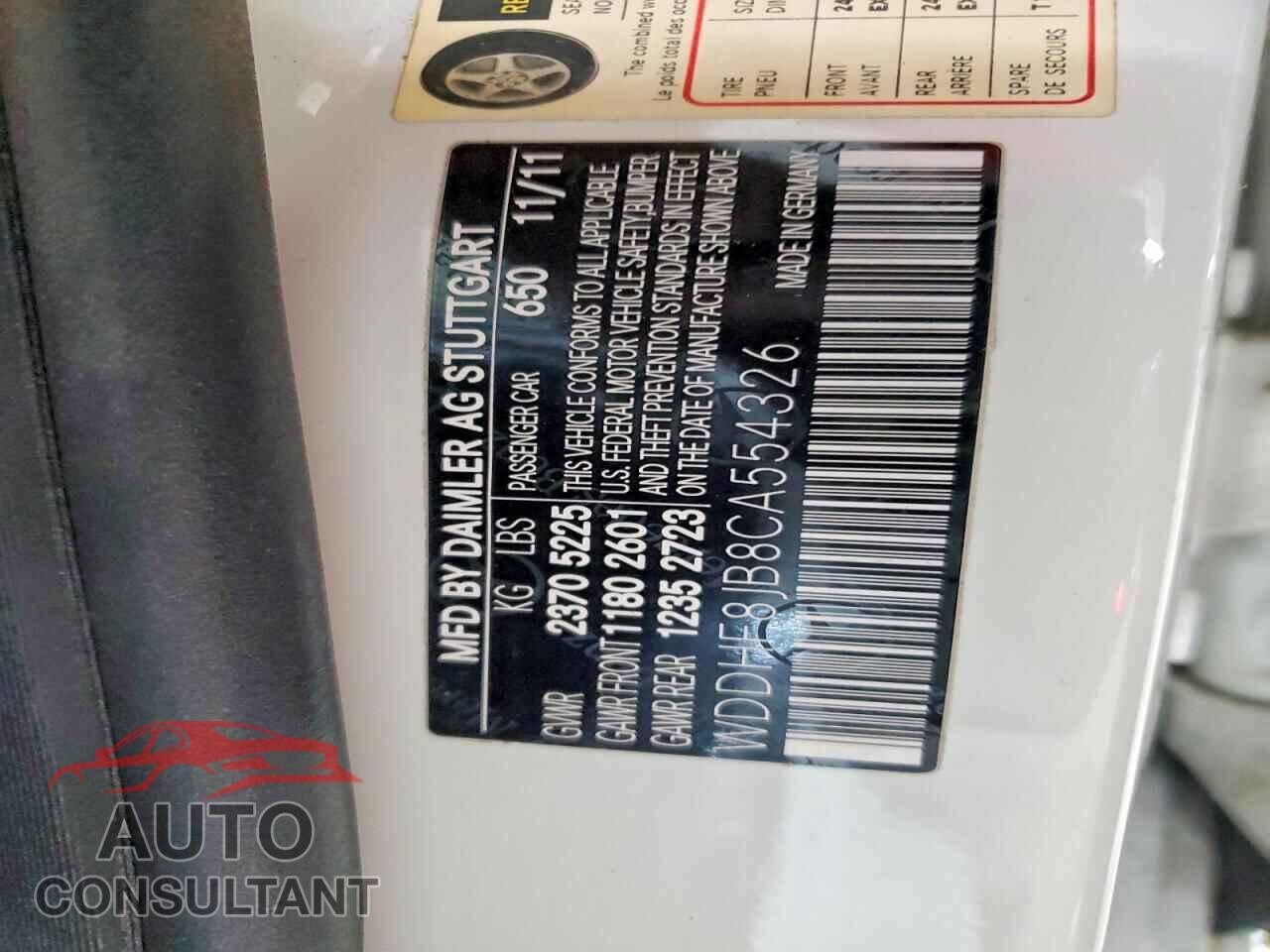 MERCEDES-BENZ E-CLASS 2012 - WDDHF8JB8CA554326