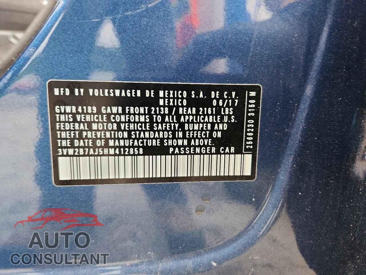VOLKSWAGEN JETTA 2017 - 3VW2B7AJ5HM412858