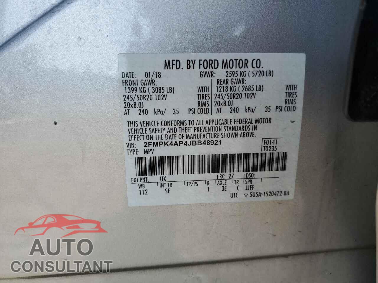 FORD EDGE 2018 - 2FMPK4AP4JBB48921