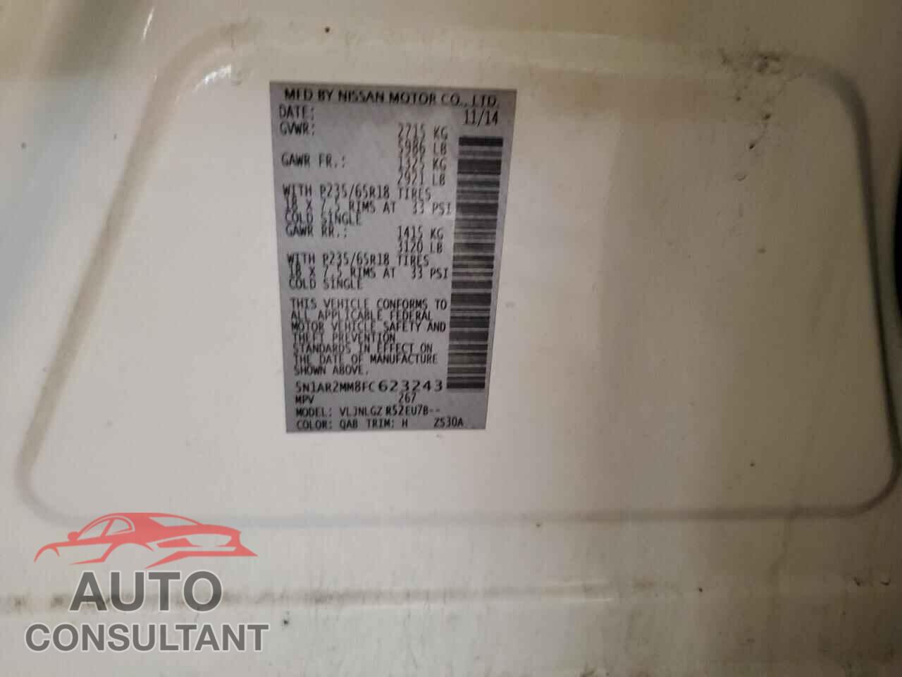 NISSAN PATHFINDER 2015 - 5N1AR2MM8FC623243
