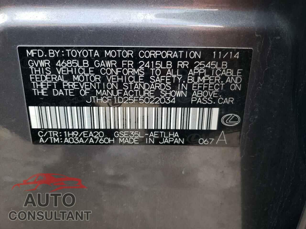 LEXUS IS 2015 - JTHCF1D25F5022034