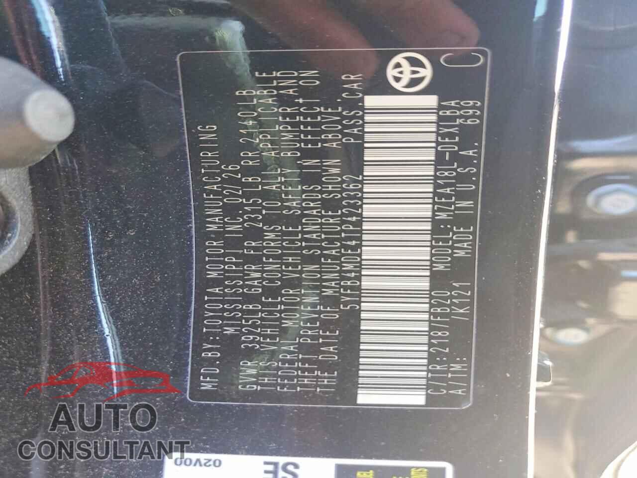 TOYOTA COROLLA 2026 - 5YFB4MDE4TP423362