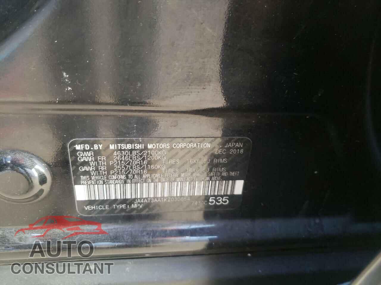 MITSUBISHI ECLIPSE 2019 - JA4AT3AA1KZ030654