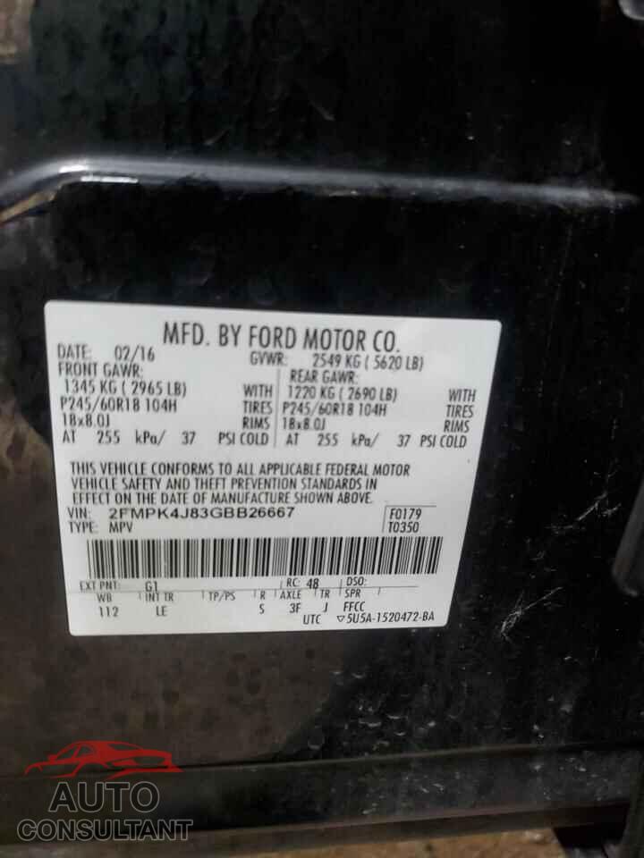 FORD EDGE 2016 - 2FMPK4J83GBB26667