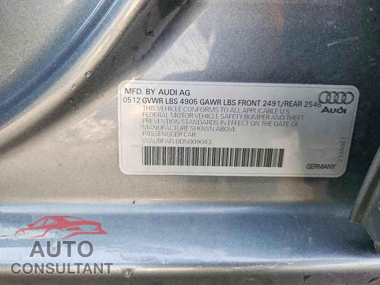 AUDI A4 2013 - WAUBFAFL0DN009043