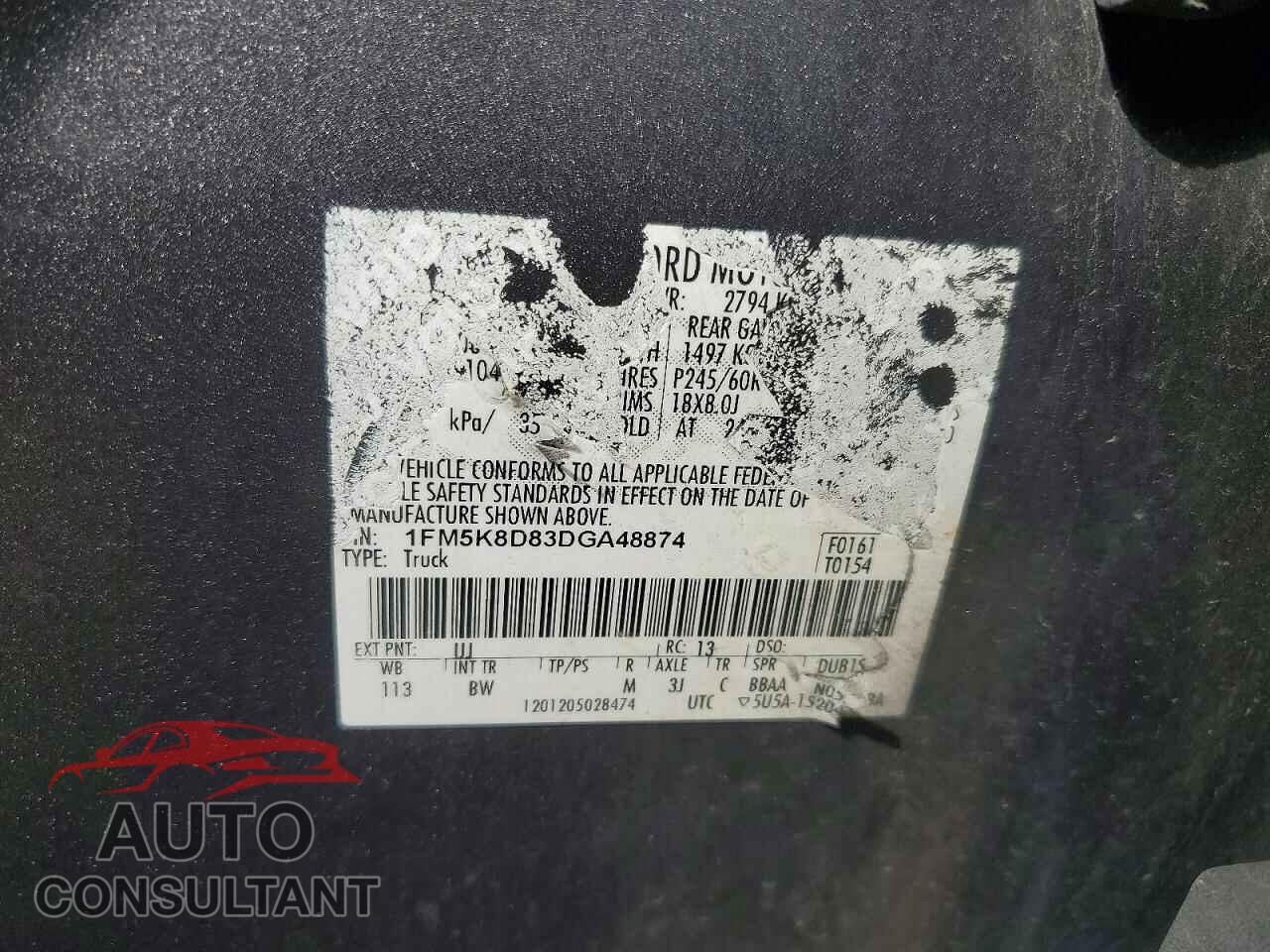 FORD EXPLORER 2013 - 1FM5K8D83DGA48874