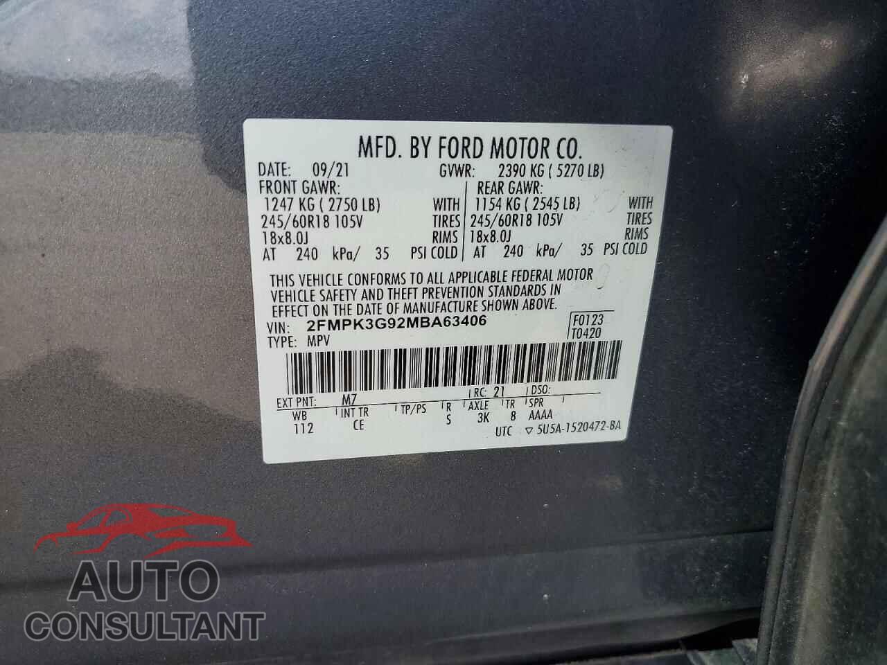 FORD EDGE 2021 - 2FMPK3G92MBA63406