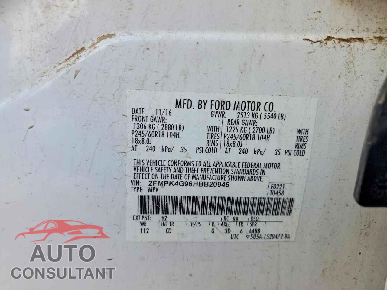 FORD EDGE 2017 - 2FMPK4G96HBB20945