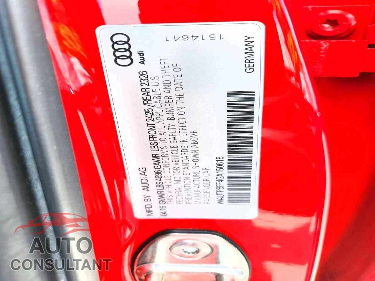 AUDI A3 2016 - WAUTPBFF4GA150615