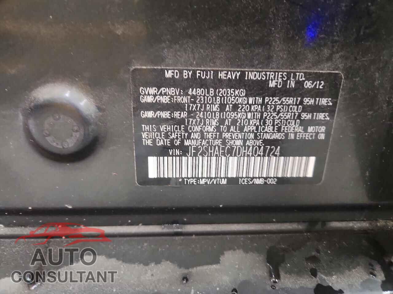 SUBARU FORESTER 2013 - JF2SHAEC7DH404724