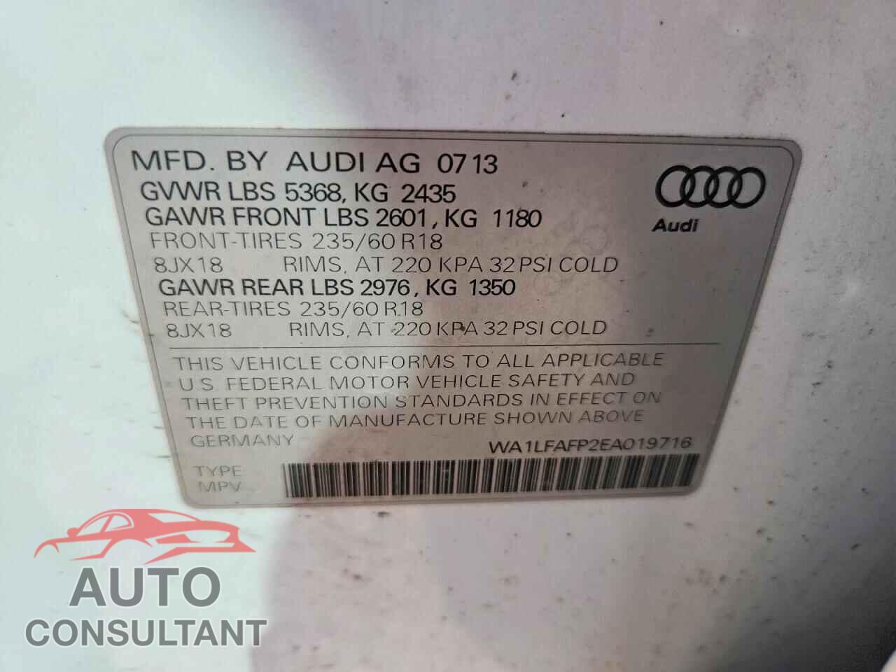 AUDI Q5 2014 - WA1LFAFP2EA019716