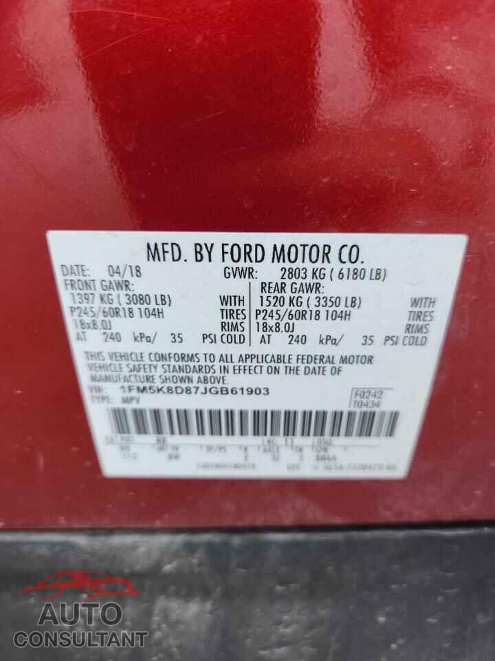 FORD EXPLORER 2018 - 1FM5K8D87JGB61903