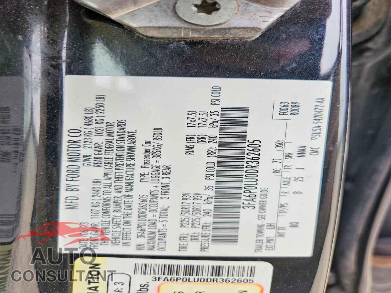 FORD FUSION 2013 - 3FA6P0LU0DR362605