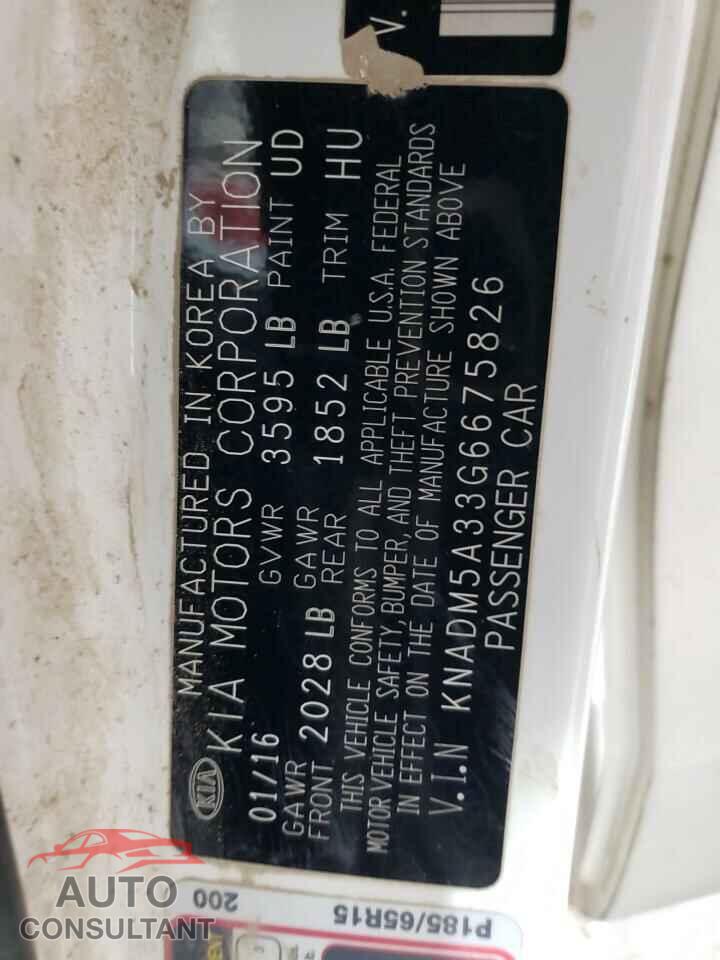 KIA RIO 2016 - KNADM5A33G6675826