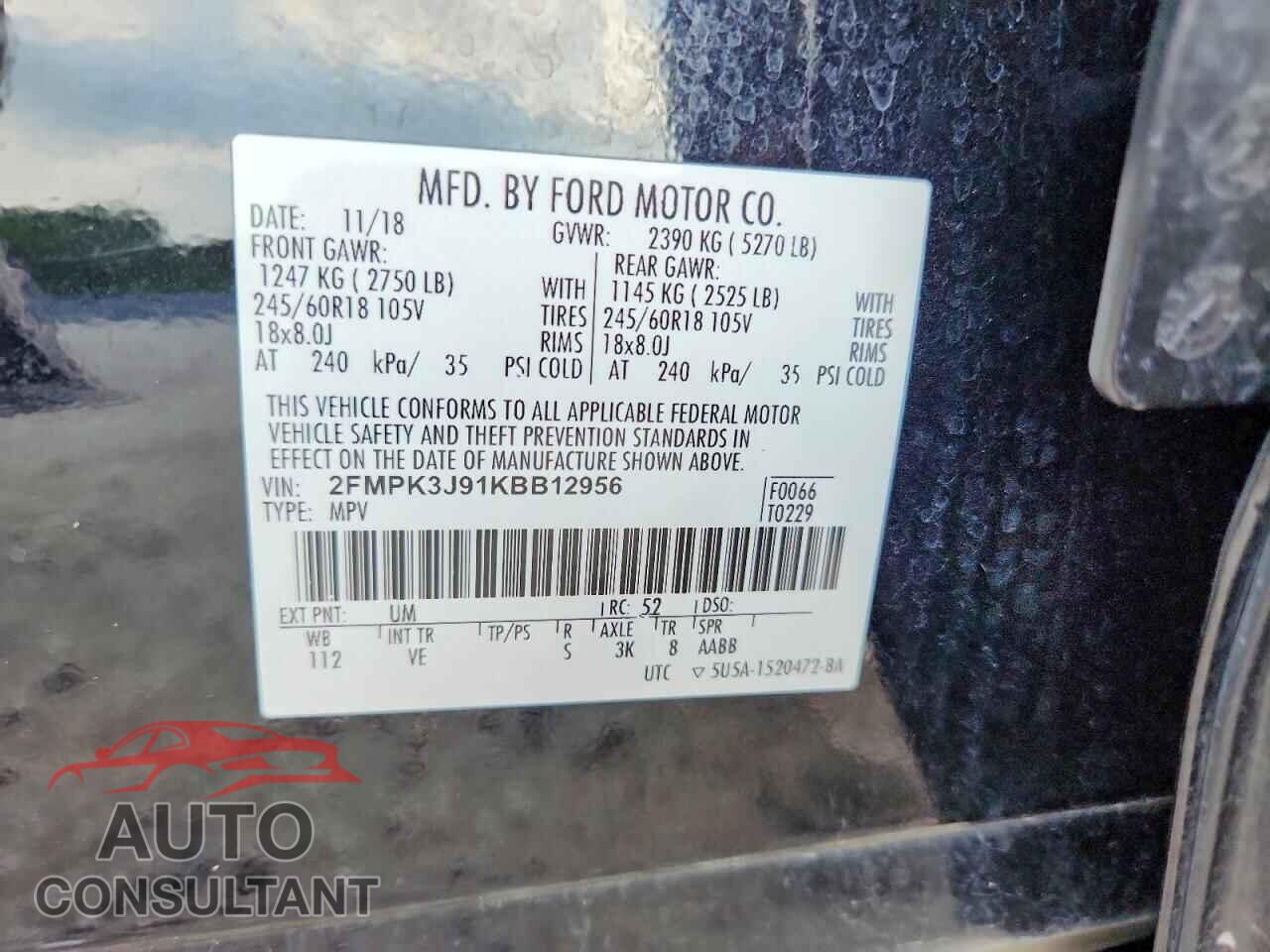 FORD EDGE 2019 - 2FMPK3J91KBB12956