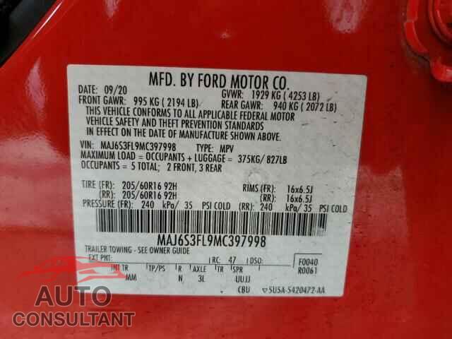 FORD ECOSPORT 2021 - MAJ6S3FL9MC397998
