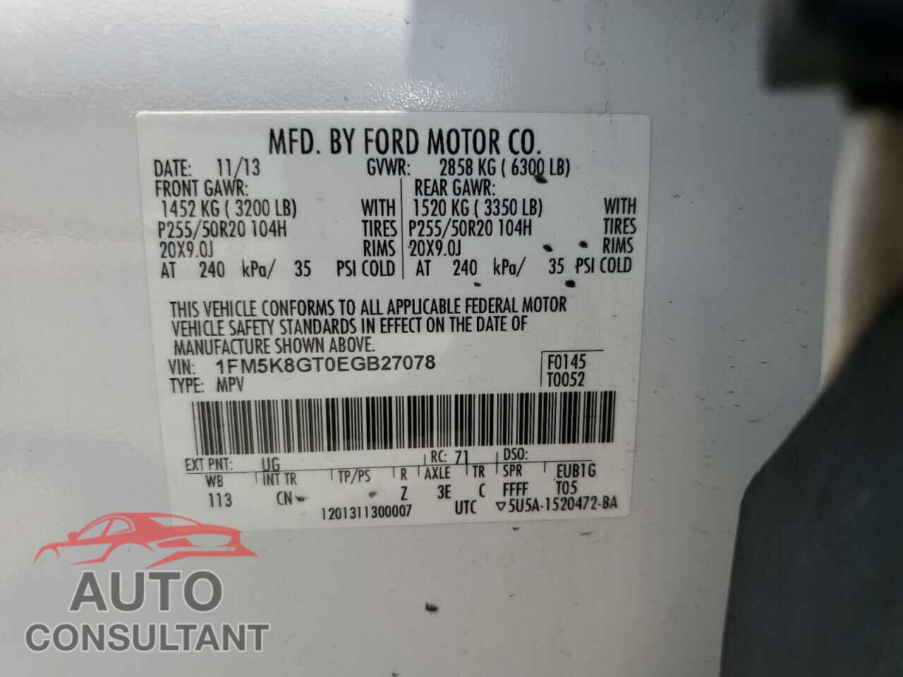 FORD EXPLORER 2014 - 1FM5K8GT0EGB27078