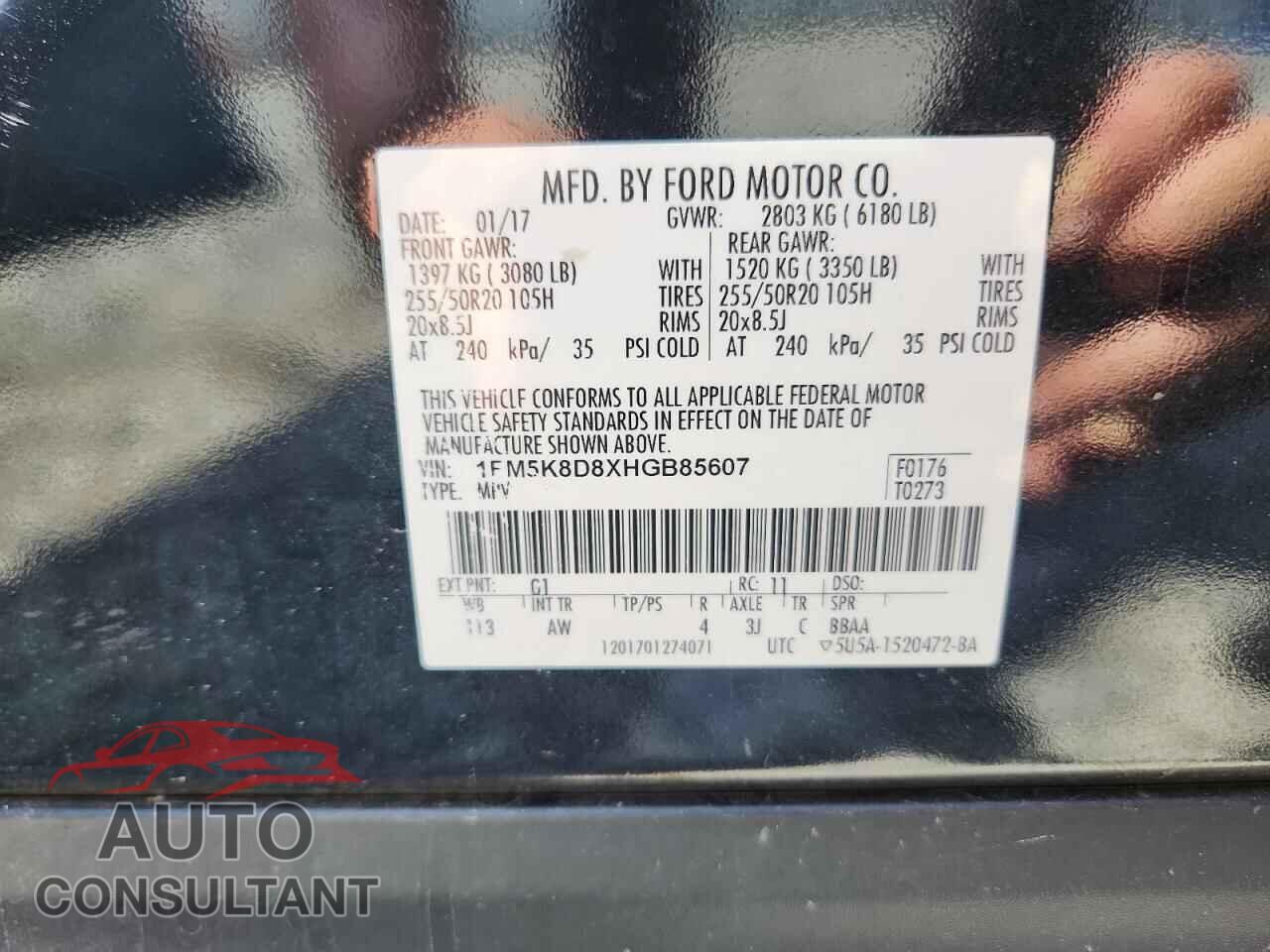 FORD EXPLORER 2017 - 1FM5K8D8XHGB85607