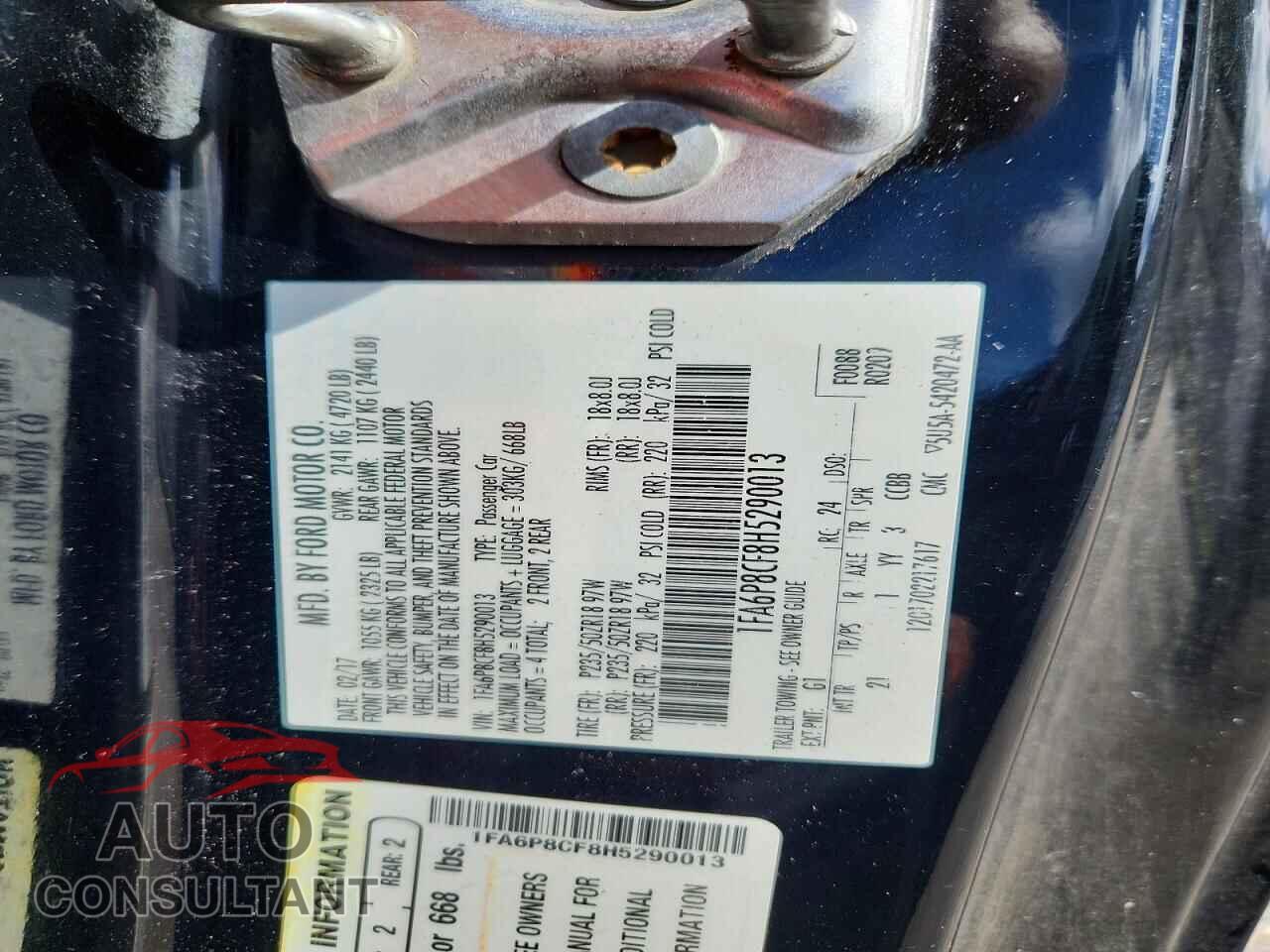 FORD MUSTANG 2017 - 1FA6P8CF8H5290013
