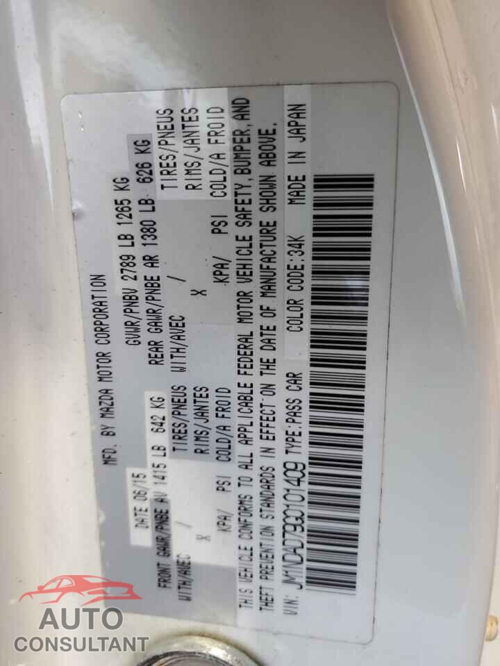 MAZDA MX5 2016 - JM1NDAD79G0101409