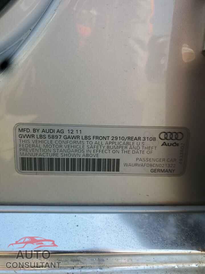 AUDI A8 2012 - WAURVAFD8CN021322