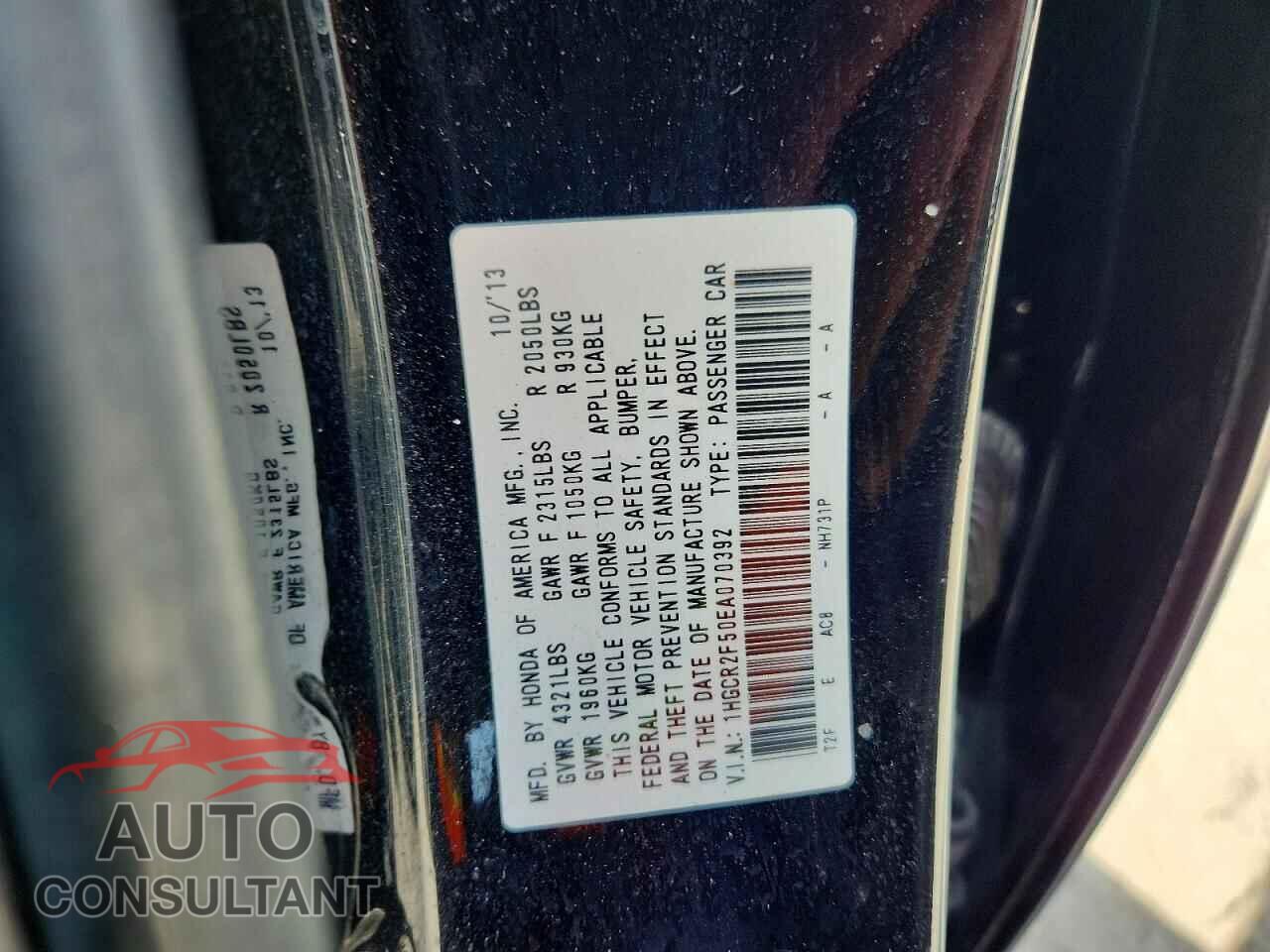 HONDA ACCORD 2014 - 1HGCR2F50EA070392