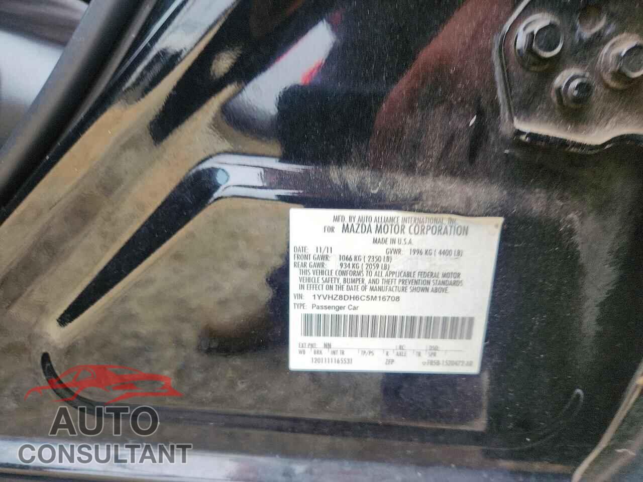 MAZDA 6 2012 - 1YVHZ8DH6C5M16708