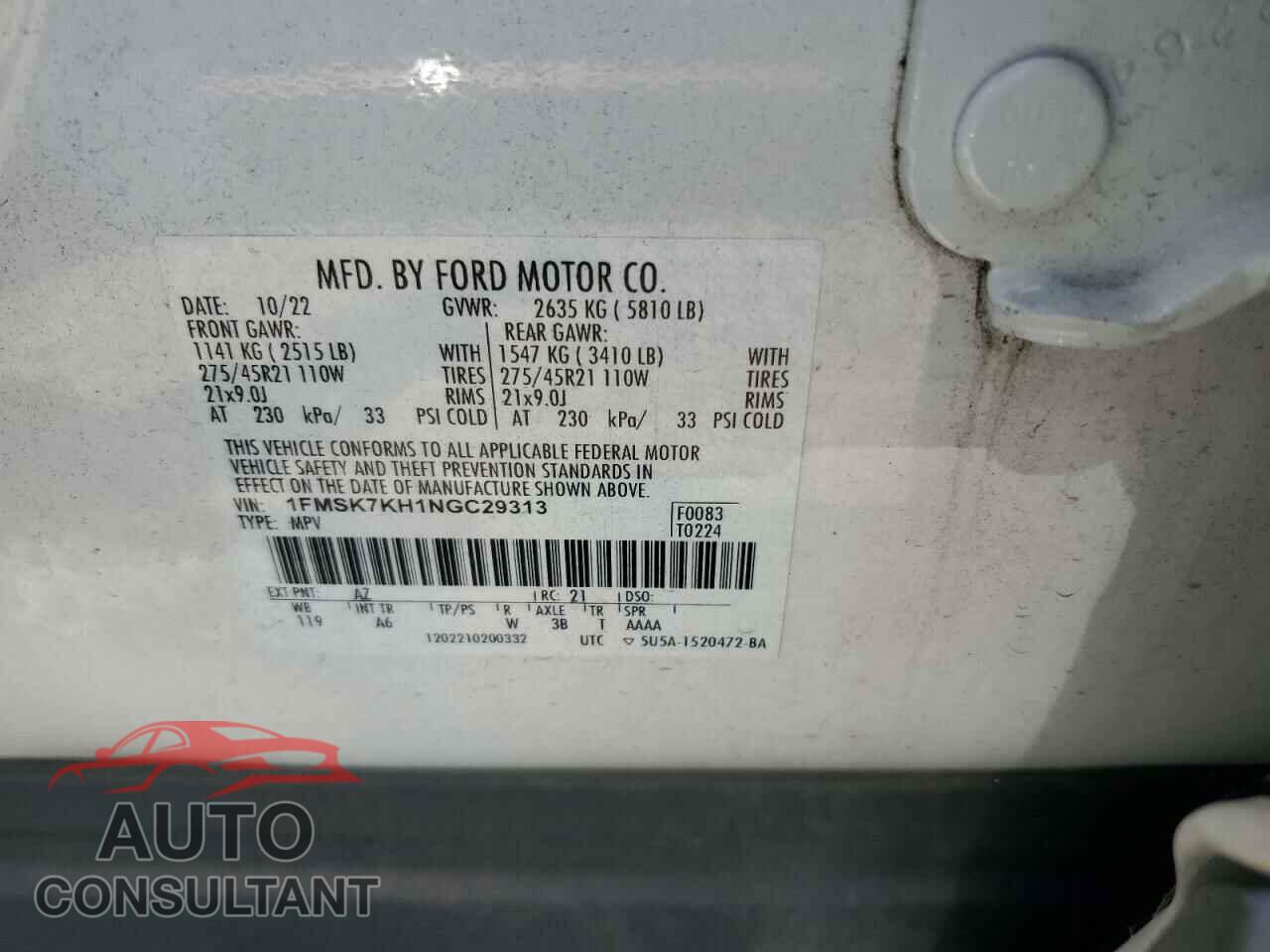 FORD EXPLORER 2022 - 1FMSK7KH1NGC29313