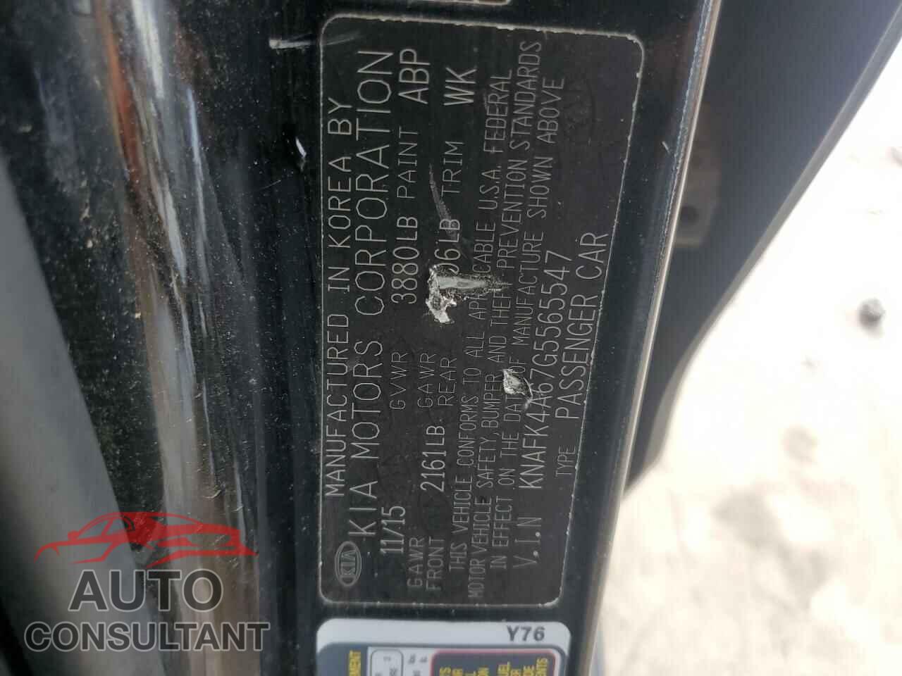 KIA FORTE 2016 - KNAFK4A67G5565547