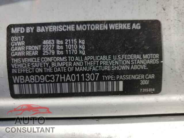 BMW 3 SERIES 2017 - WBA8D9C37HA011307