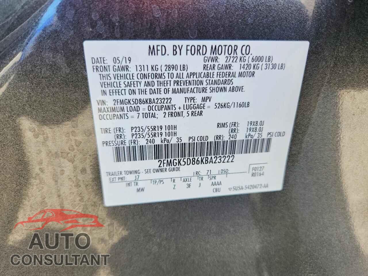 FORD FLEX 2019 - 2FMGK5D86KBA23222