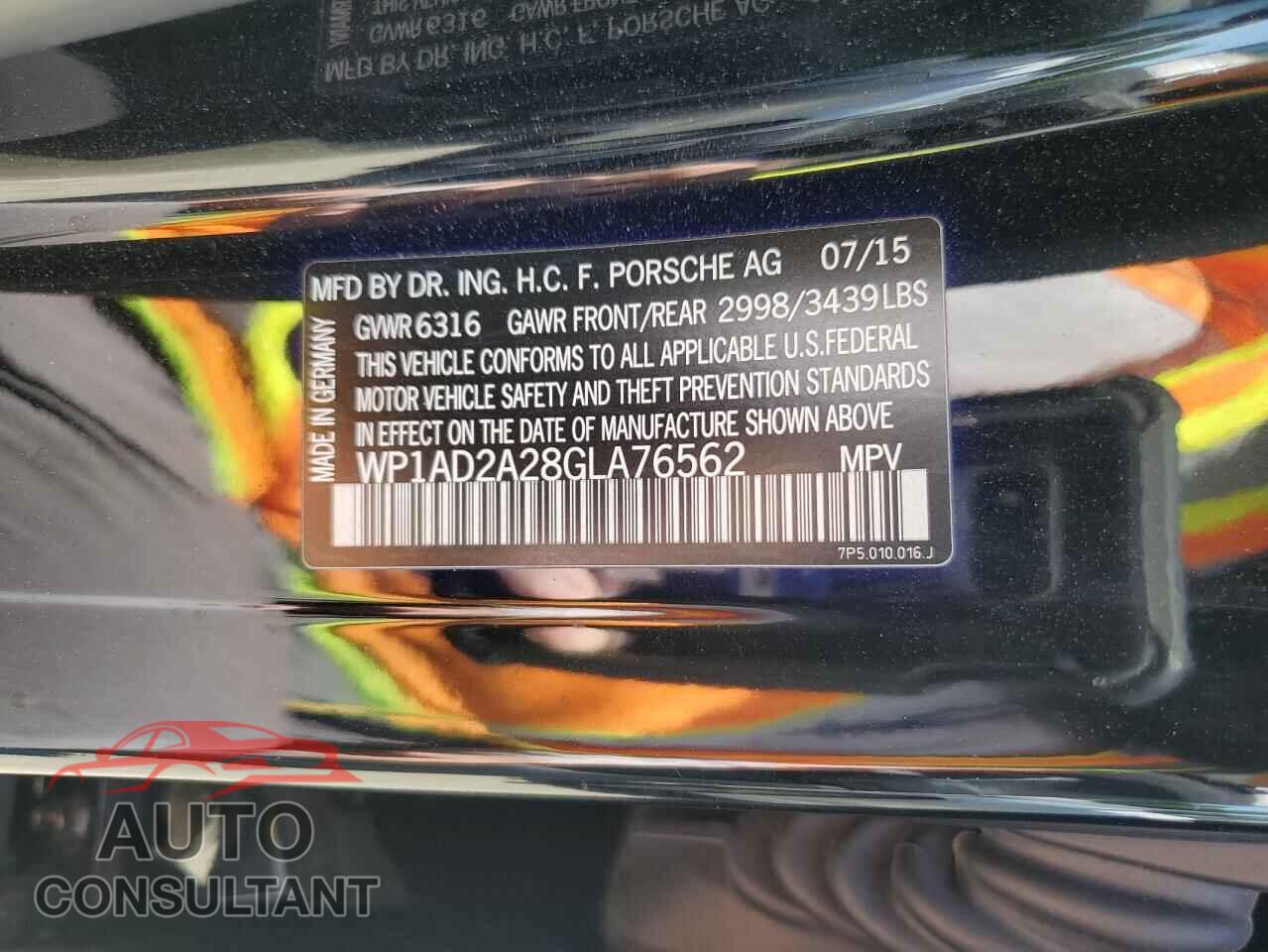 PORSCHE CAYENNE 2016 - WP1AD2A28GLA76562