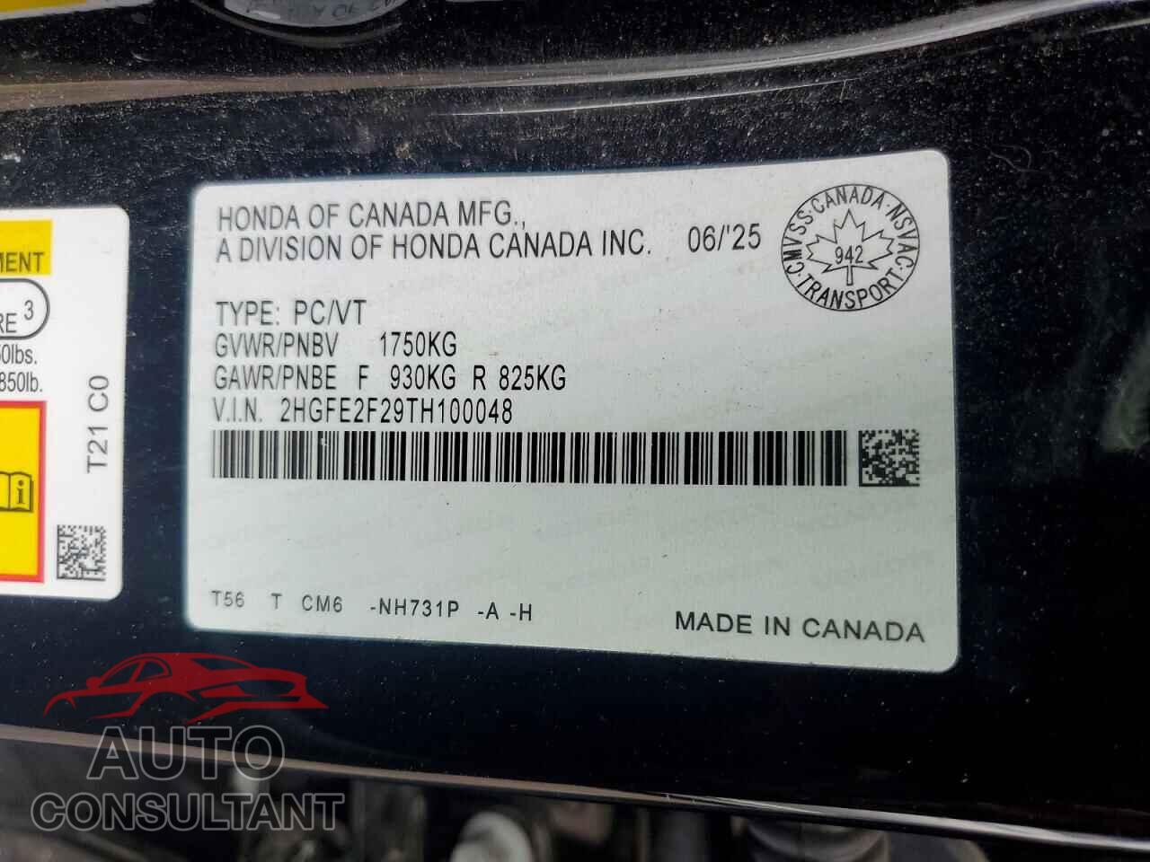 HONDA CIVIC 2026 - 2HGFE2F29TH100048