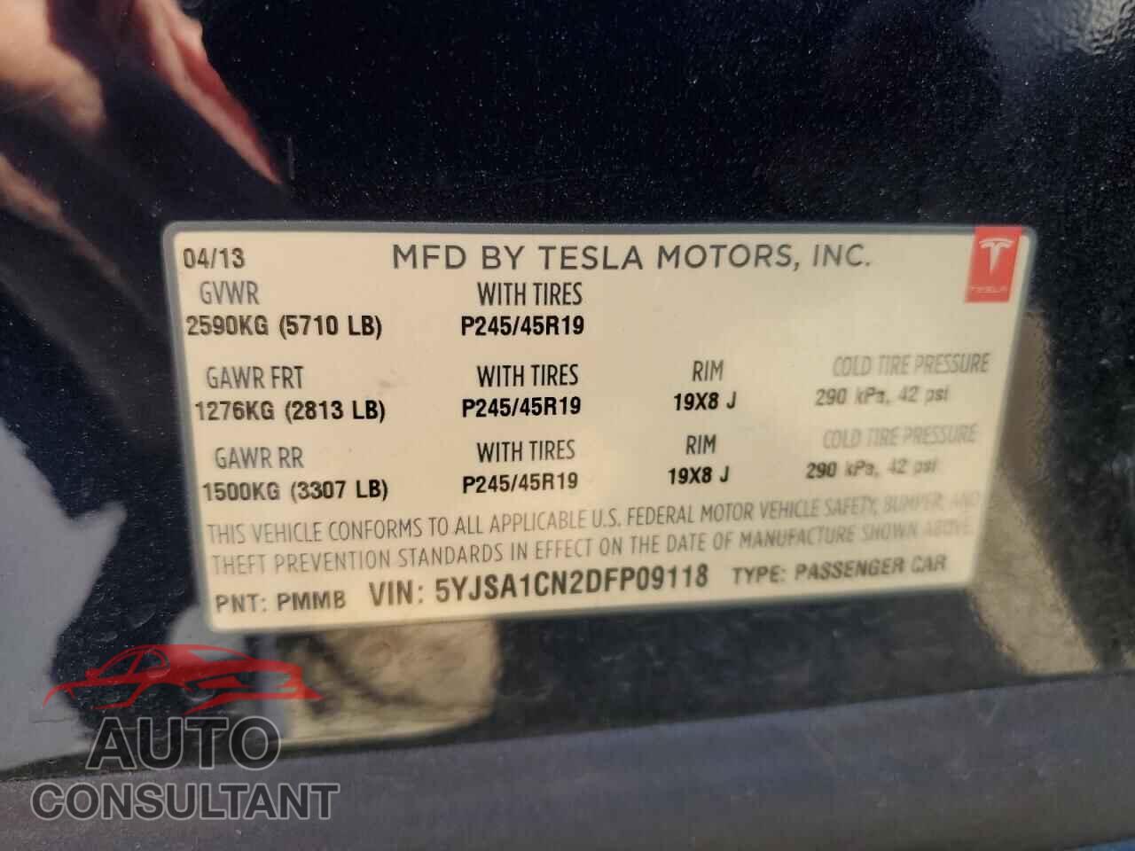 TESLA MODEL S 2013 - 5YJSA1CN2DFP09118