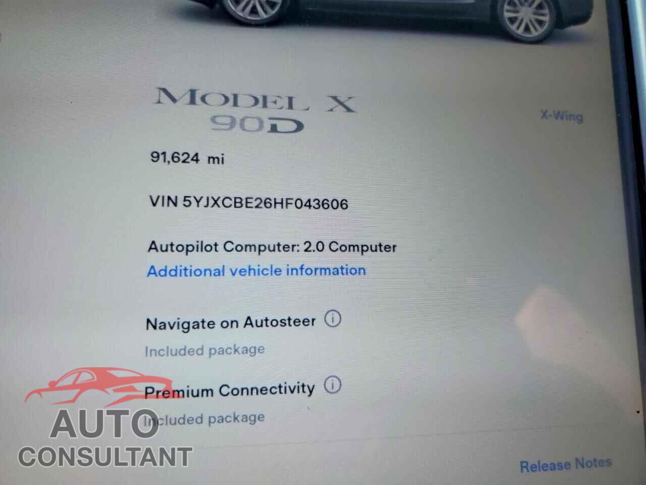 TESLA MODEL X 2017 - 5YJXCBE26HF043606