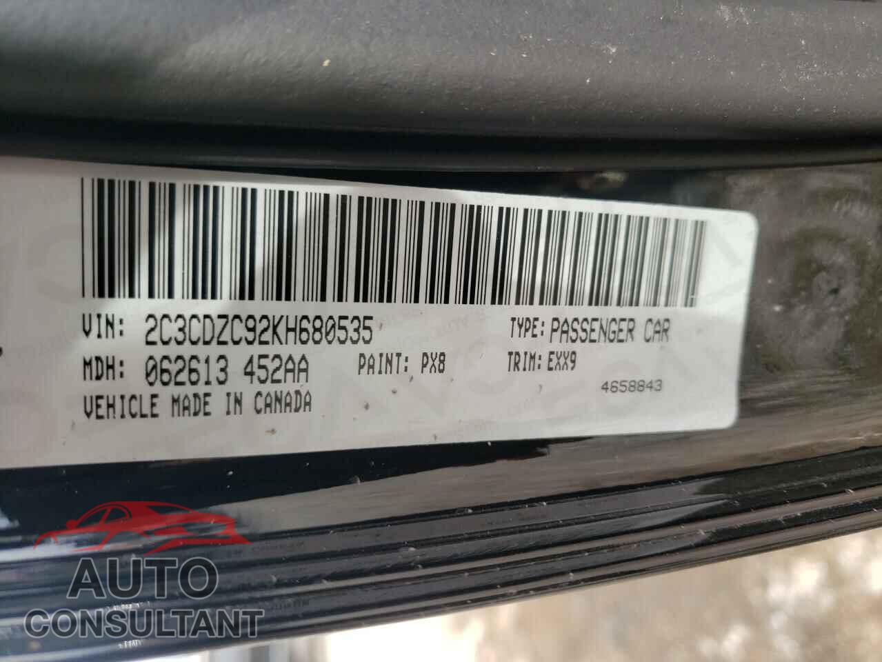 DODGE CHALLENGER 2019 - 2C3CDZC92KH680535
