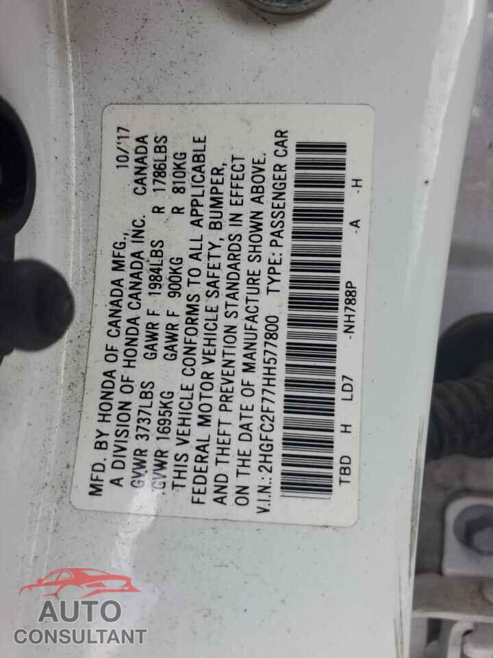 HONDA CIVIC 2017 - 2HGFC2F77HH577800