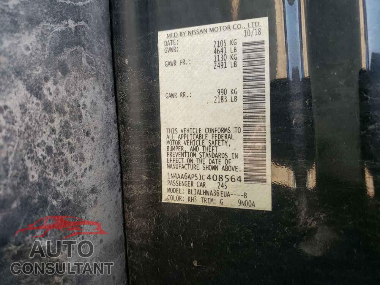 NISSAN MAXIMA 2018 - 1N4AA6AP5JC408564