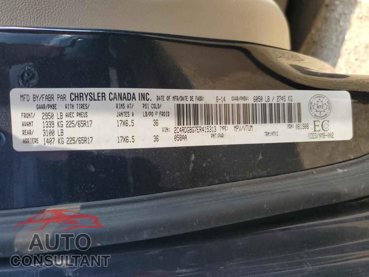 DODGE CARAVAN 2014 - 2C4RDGBG7ER415313