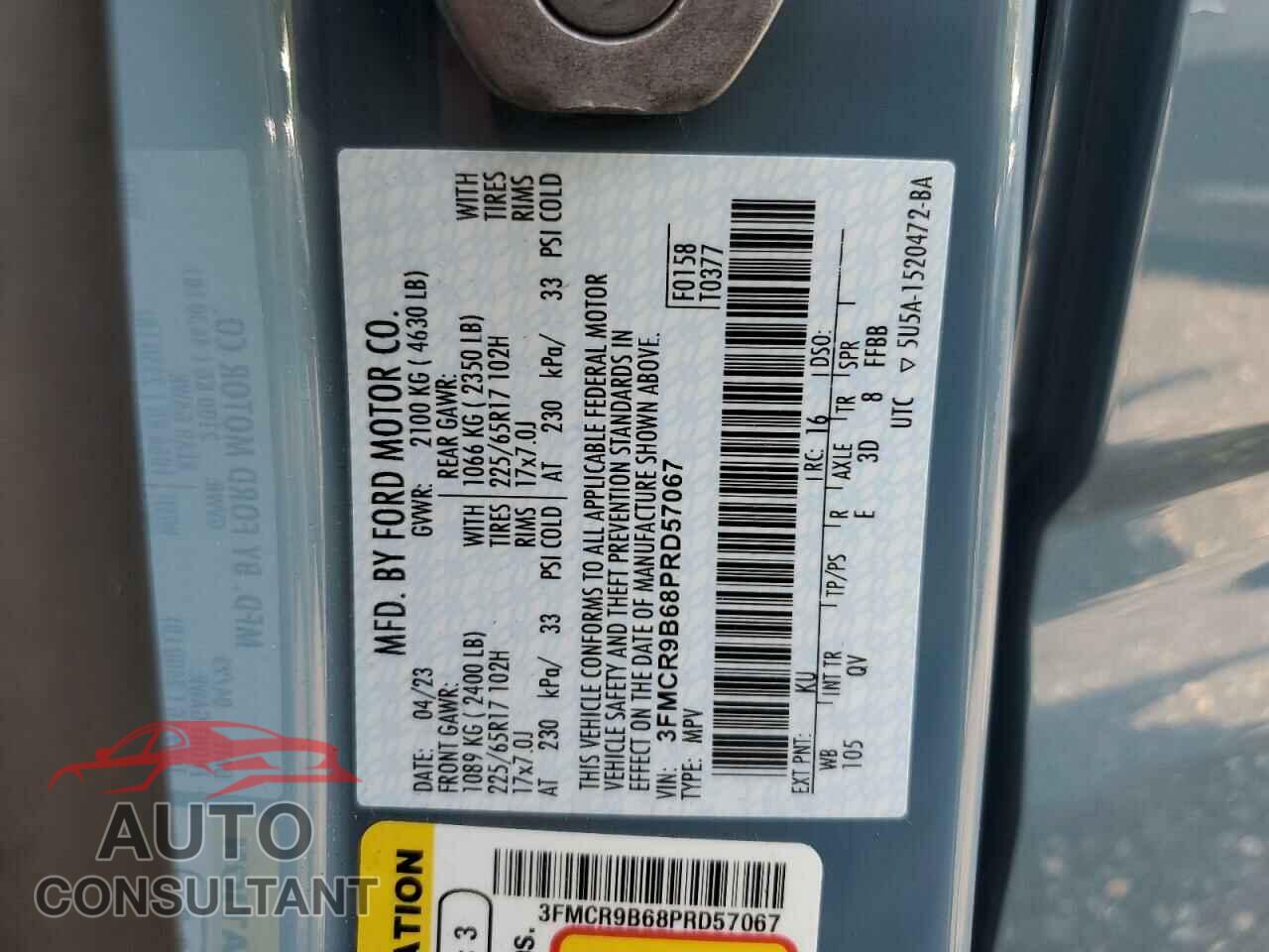 FORD BRONCO 2023 - 3FMCR9B68PRD57067