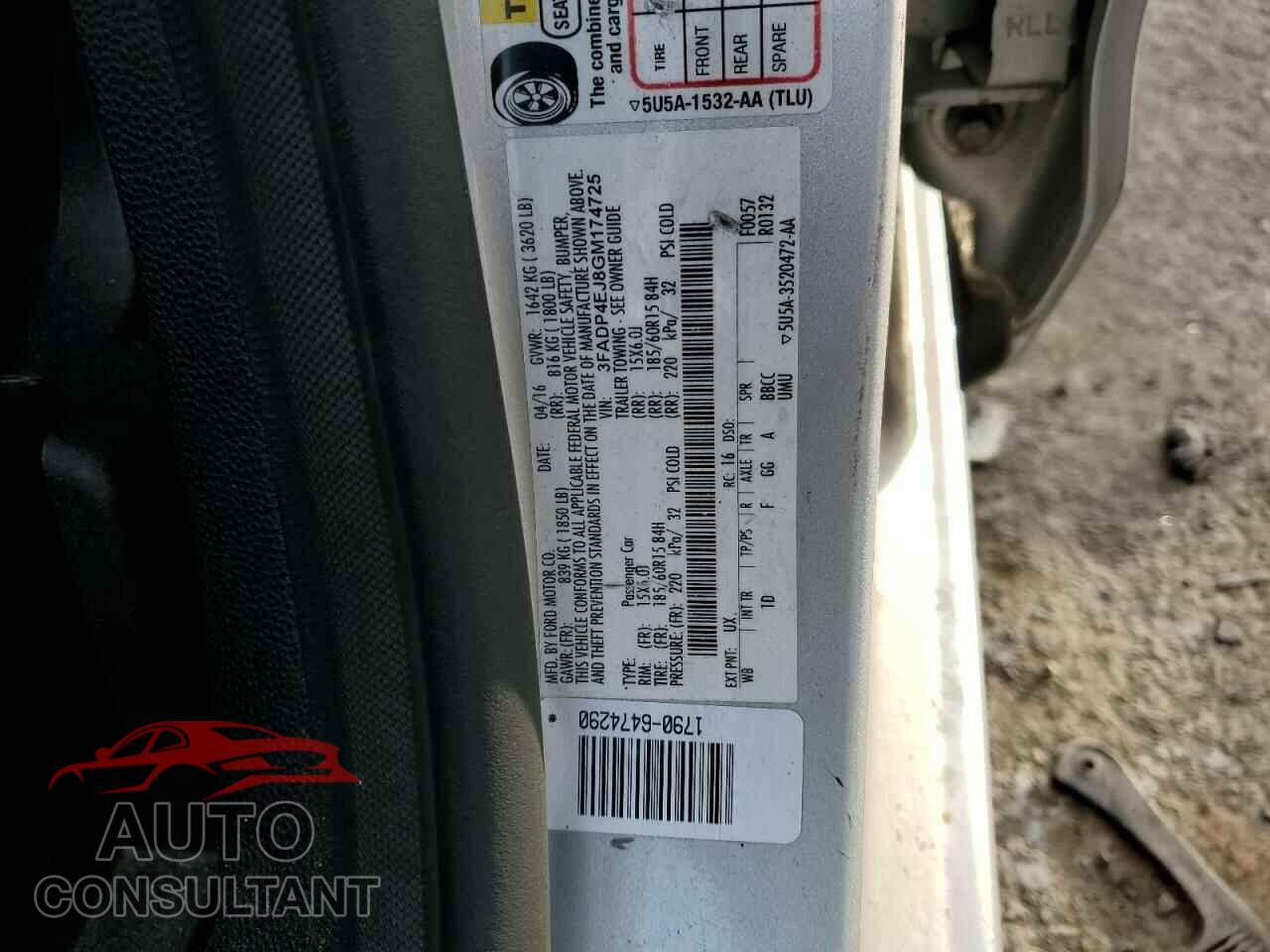 FORD FIESTA 2016 - 3FADP4EJ8GM174725