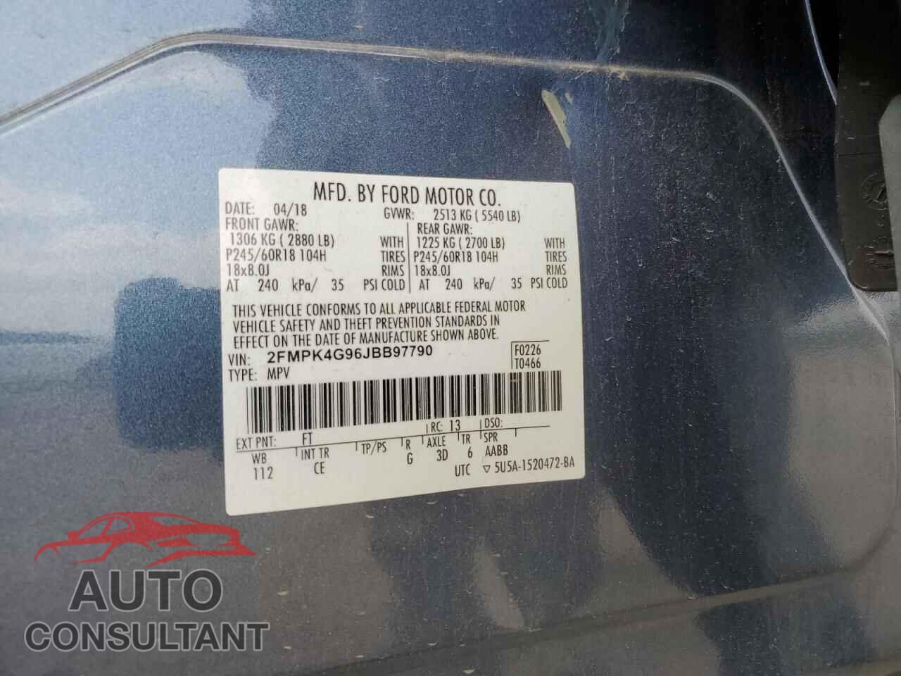 FORD EDGE 2018 - 2FMPK4G96JBB97790