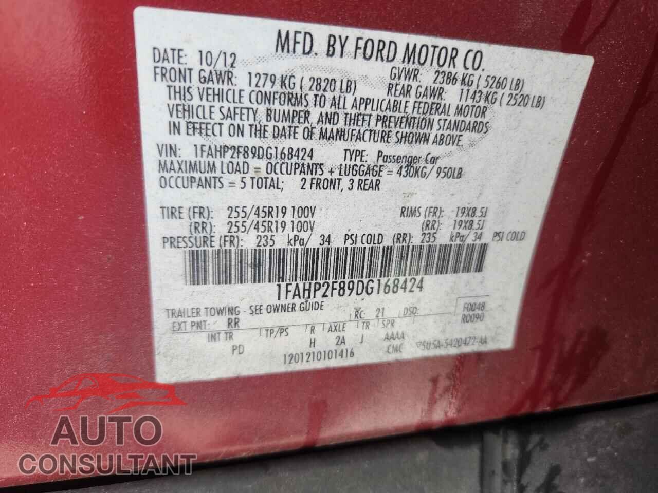 FORD TAURUS 2013 - 1FAHP2F89DG168424