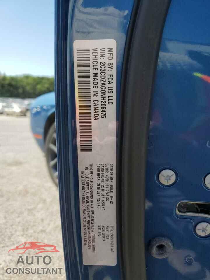 DODGE CHALLENGER 2022 - 2C3CDZAG0NH206475