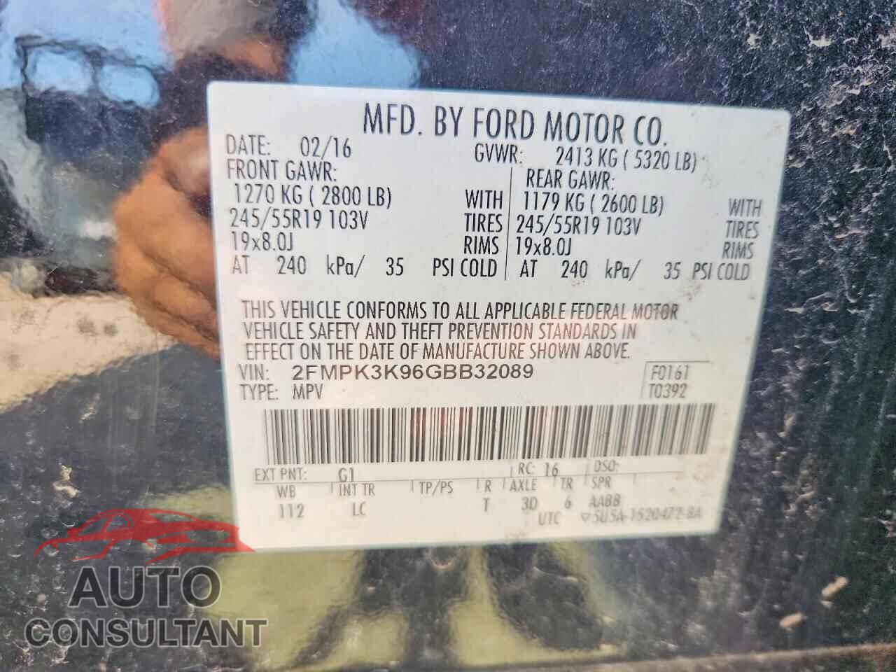 FORD EDGE 2016 - 2FMPK3K96GBB32089