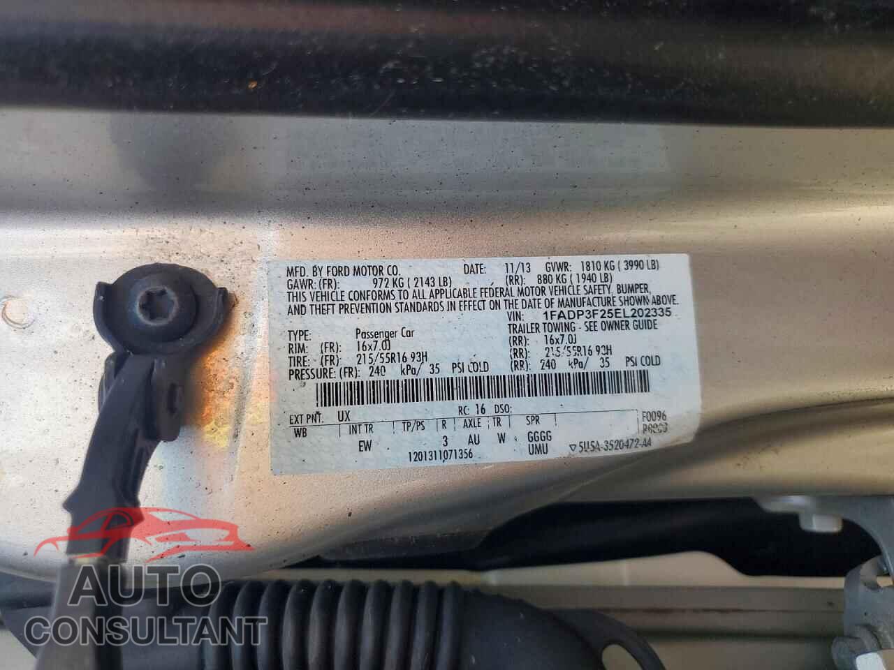 FORD FOCUS 2014 - 1FADP3F25EL202335