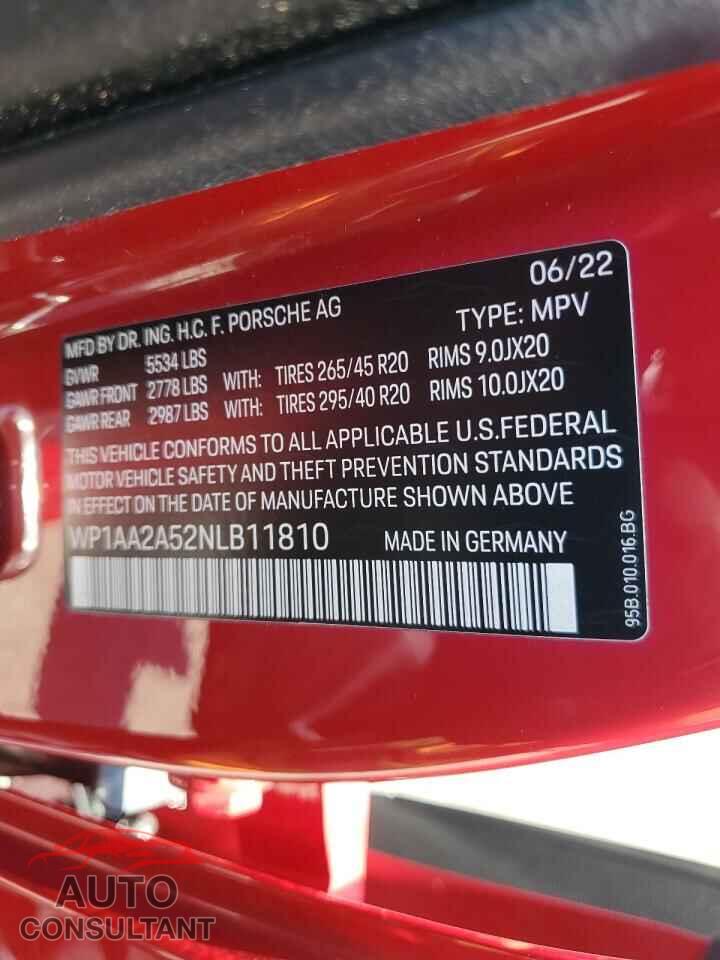 PORSCHE MACAN 2022 - WP1AA2A52NLB11810
