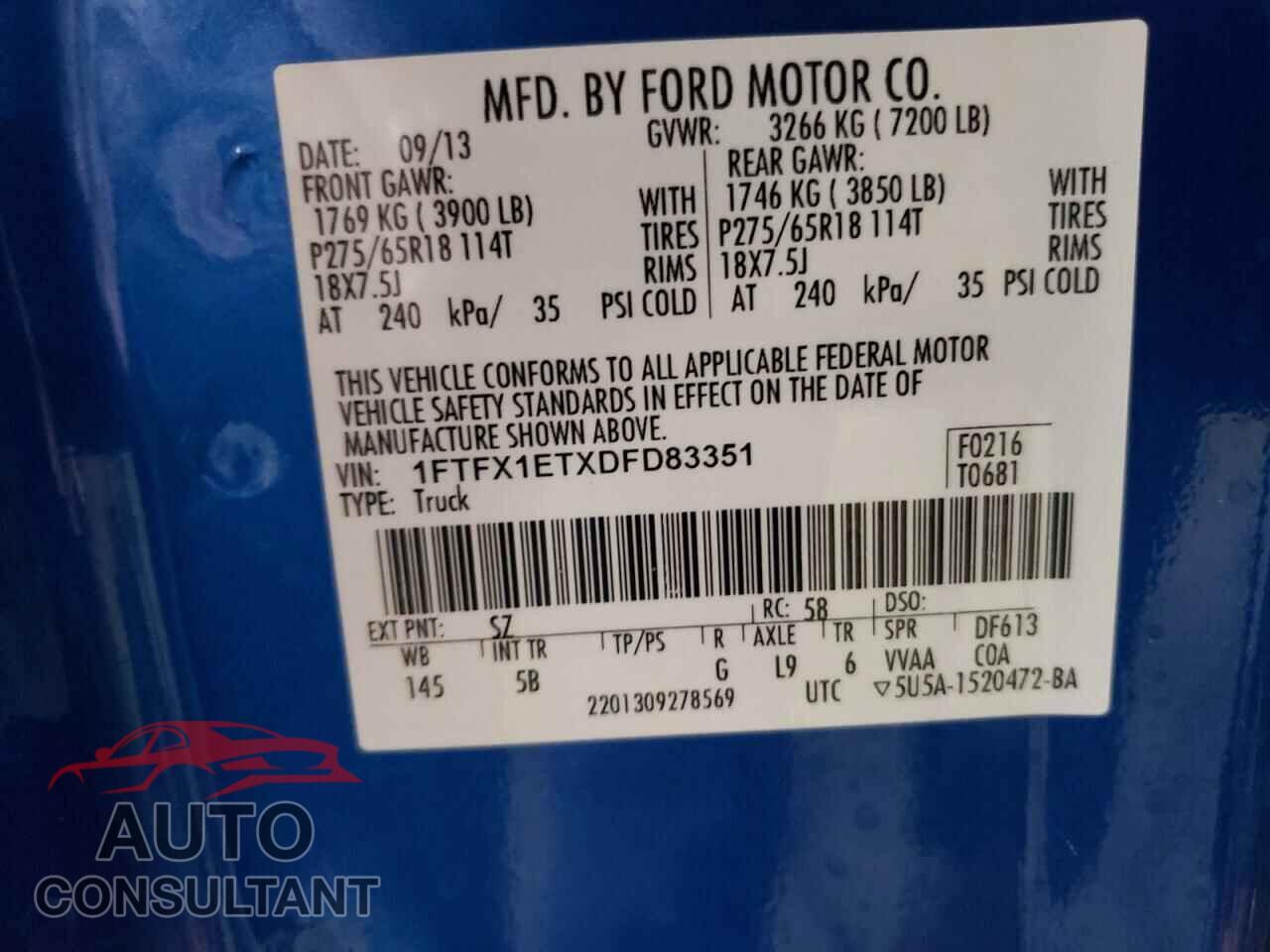 FORD F-150 2013 - 1FTFX1ETXDFD83351
