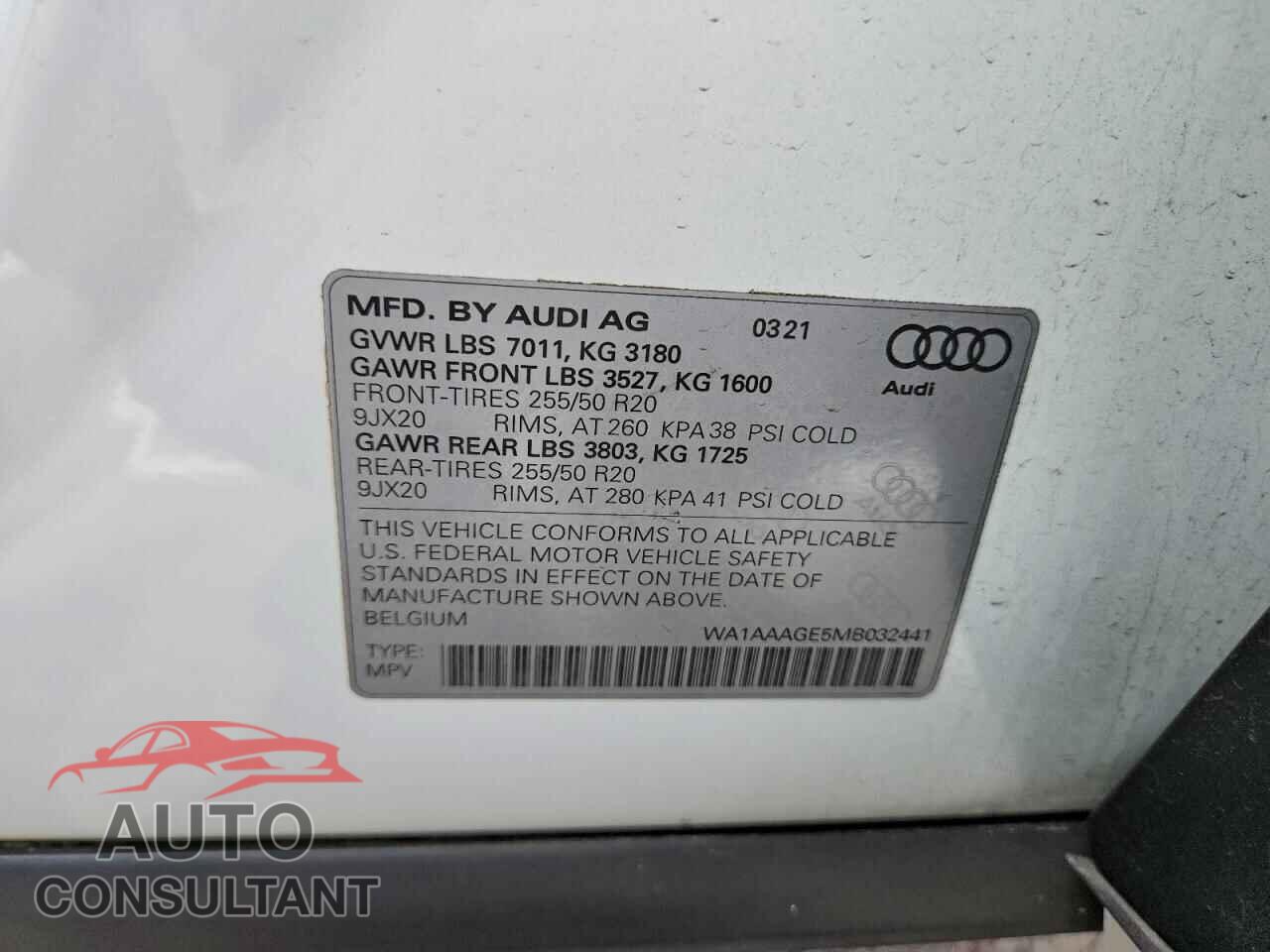 AUDI E-TRON 2021 - WA1AAAGE5MB032441